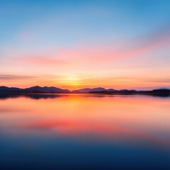 Naklejka premium Sunset lake reflection