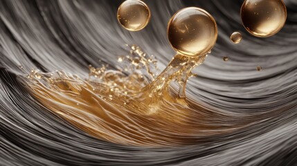 Fototapeta premium Oil drops on hair strands for hair care, nourishment, and shine treatment