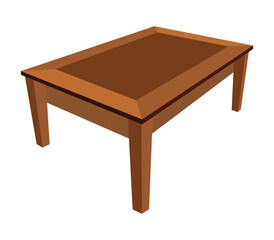 Wooden coffee table with a rectangular top and four straight legs on a white background