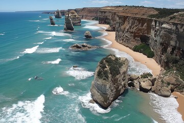 Obraz premium Spectacular Coastal Cliffs: A Natural Wonder of Sea and Sky