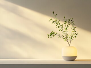 Plant branch in glowing vase