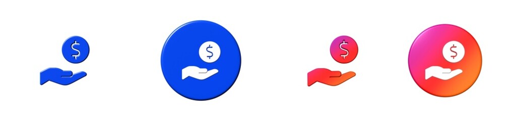 begging hand coin business products 3D icon