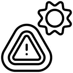 Overheating warning. Editable stroke vector icon.