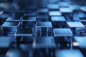 Obraz premium Innovative digital grid with abstract blue cubes creating modern and dynamic visual effect