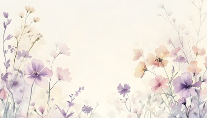 Watercolor floral artwork depicting delicate wildflowers in soft hues