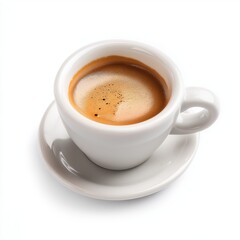 Fototapeta premium single cup of coffee in white saucer isolated on white background