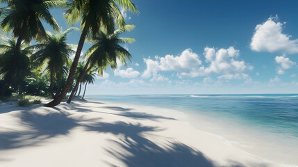 Tranquil Tropical Beach: Palm Trees White Sand and Azure Waters
