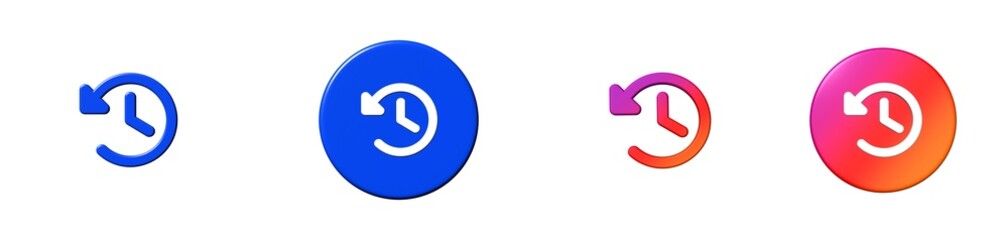 clock counter clockwise phosphor 3D icon