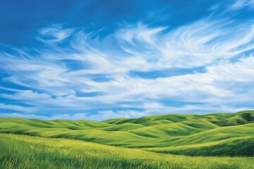 Obraz premium green field and blue sky