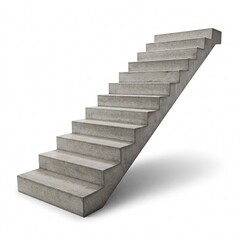 Concrete cantilever staircase isolated on a white background.