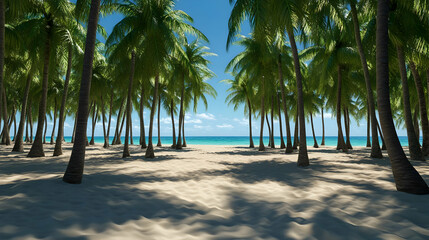 Obraz premium Tranquil Tropical Beach: Palm Trees and Azure Ocean