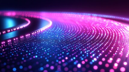 Neon glowing swirling lines digital abstract background