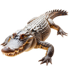 Obraz premium Detailed portrait of a menacing alligator on a stark transparent background