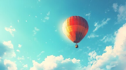Naklejka premium Hot air balloon soaring through a vibrant sky