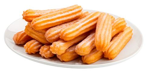 A tempting and delicious plate of crispy, sugardusted churros that are perfect for all dessert lovers everywhere