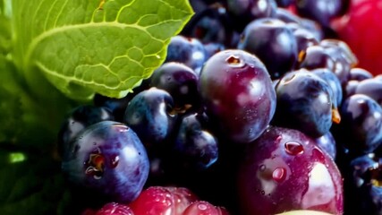 Juicy Summer Berries with Mint Leaves: Colorful Close-Up Background

 - Powered by Adobe