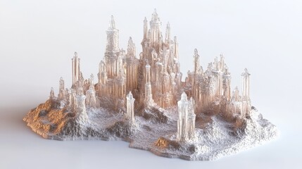 Stunning Crystal Fortress on a Pristine White Background