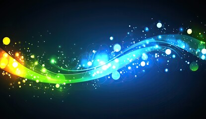 Obraz premium Vibrant glowing wave with sparkles on dark background