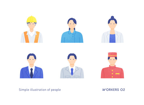 建設・医療・ビジネス業界で活躍する人たち。職業別男女のベクターイラスト素材。