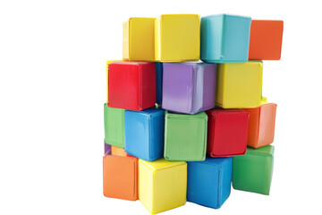 Colorful Magnetic Tiles Isolated On White Background.