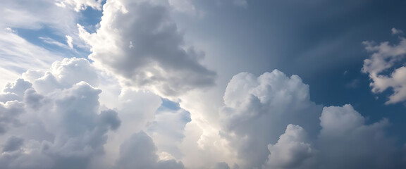 plane flying through a cloudy blue sky