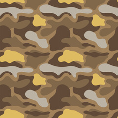 Camouflage Seamless Pattern in Earth Tones Vector Illustration. Vector illustration ideal for military themed designs or outdoor equipment backgrounds.