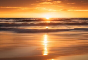 romantic sunset over the sea, with vibrant colors reflecting on the calm, beautiful waters.