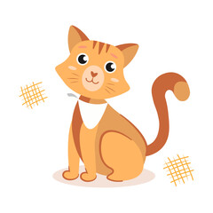 Cute cat vector illustration isolated on white background. Adorable kitten with soft fur, sweet expression, and playful pose. Perfect for children’s designs, prints, and decorations.