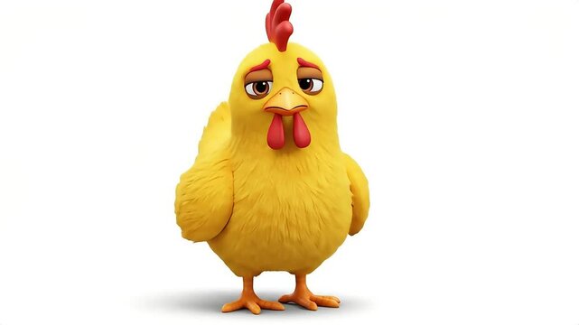 Yellow chicken illustration isolated on white