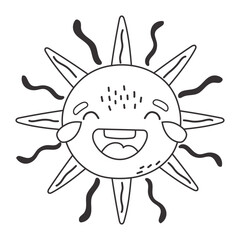 Cute sun cartoon style, Happy sun vector, Summer sunshine with eyes, Sun isolated