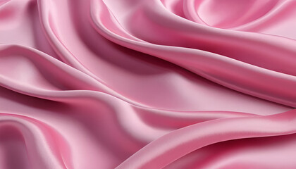 Obraz premium Soft, flowing pink silk fabric. Detailed close-up of luxurious folds