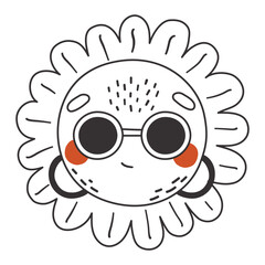 Cute line sun, Happy sun vector, Summer sunshine with eyes, Sun isolated, cute, love
