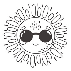Cute sun cartoon character, Happy sun vector, Summer sunshine with eyes, Sun isolated art