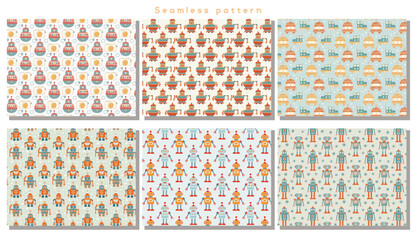 シームレスパターン _レトロなブリキのおもちゃ