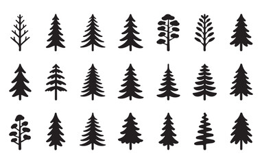 Obraz premium Set of Tree Silhouettes for Outdoor, Nature, and Ecological Projects
