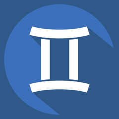 Icon Gemini. related to Astrology symbol. long shadow style. design editable
