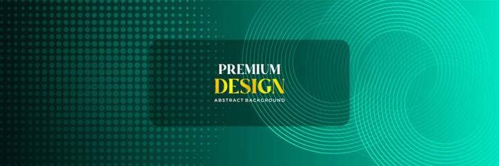 Modern Abstract Green Circular Lines and Dotted Halftone Background