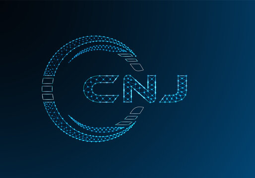 CNJ low poly letter logo vector design. CNJ lower poly logo design.