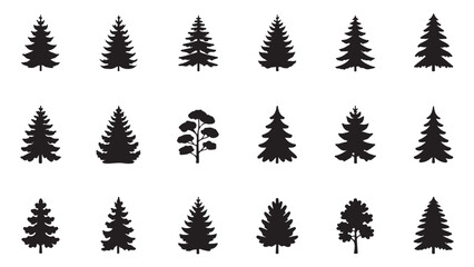 Fototapeta premium Set of Tree Silhouettes for Outdoor, Nature, and Ecological Projects