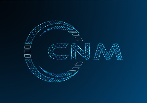 CNM low poly letter logo vector design. CNM lower poly logo design.
