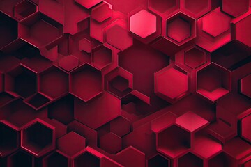 Deep Red Hexagonal Pattern Abstract Technology and Science Background for Healthcare and Biotech Designs