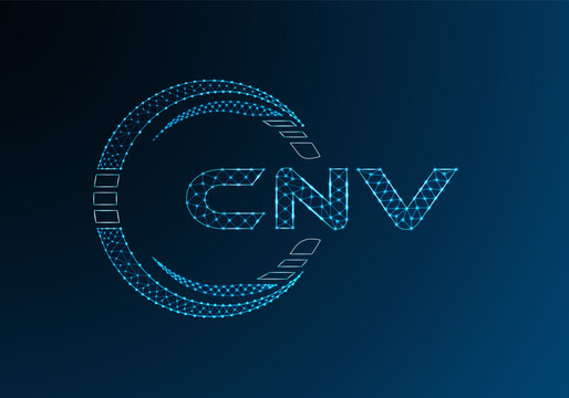 CNV low poly letter logo vector design. CNV lower poly logo design.