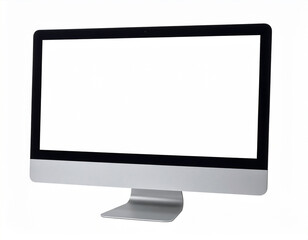 Fototapeta premium Computer monitor with blank screen isolated on white backdrop. Mock-up.