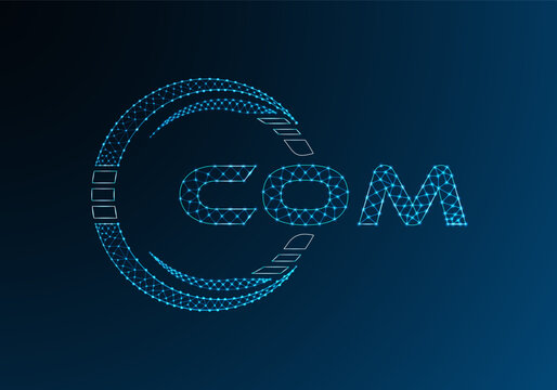 COM low poly letter logo vector design. COM lower poly logo design.