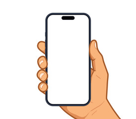 Hand hold smartphone generation 16 cartoon style editable vector