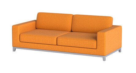 Orange sofa isolated on transparent background, perfect for interior design projects