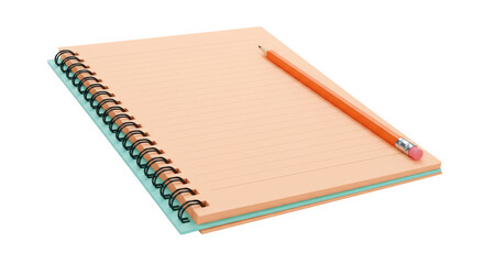 Isolated Spiral Notebook with a Pencil