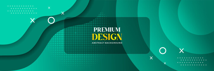 Premium Abstract Green Wave and Dotted Halftone Background Design