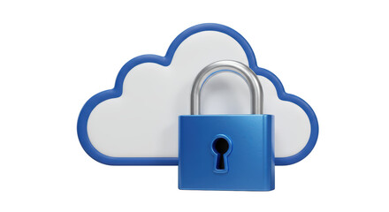 Isolated Cloud with Padlock Symbolizing Cloud Security