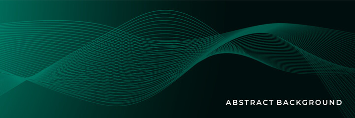 Minimal Elegant Green Line Wave Abstract Background